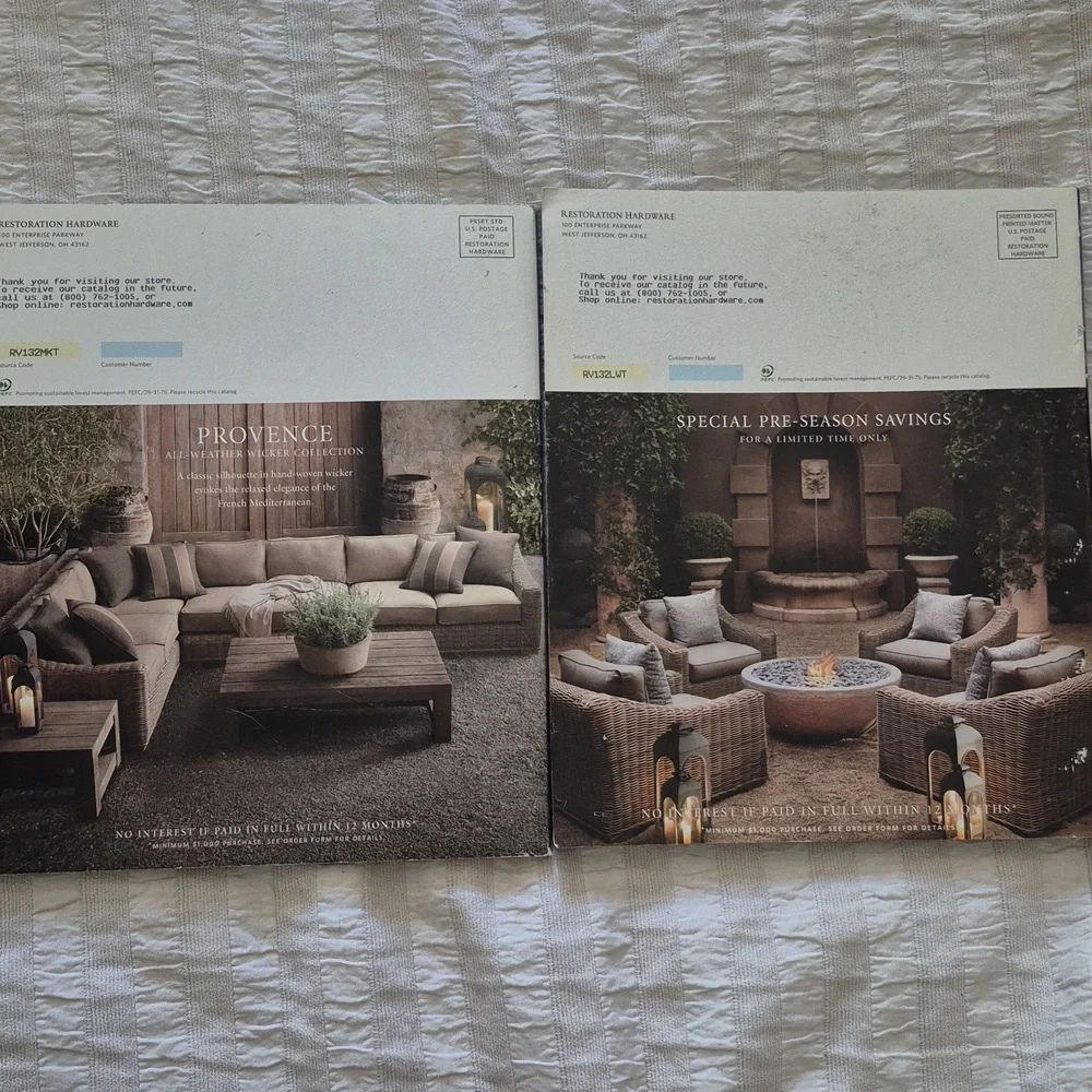 (2) Spring 2011 RESTORATION HARDWARE Source Books Outdoor Garden + Home Catalogs